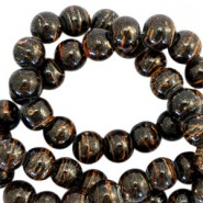 Glaskralen Drip-Line 4mm Zwart glitter bruin